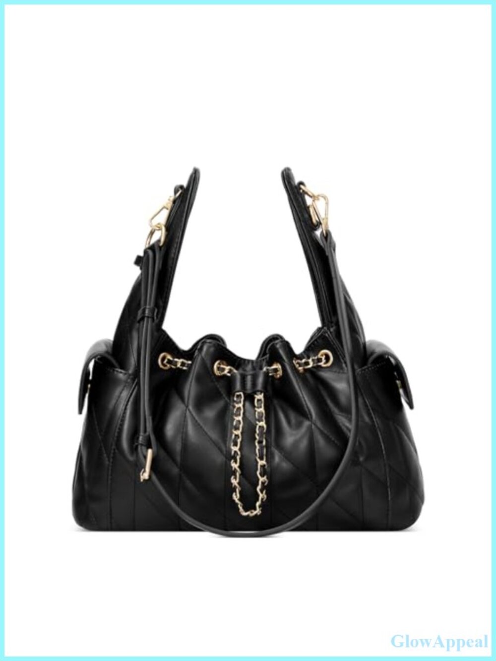 Quilted Vegan Leather Hobo Shoulder Bag with Adjustable Strap
